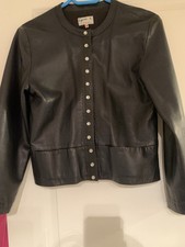 Agnès B /Cardigan Cuir /pression/ Marine Foncé /Très Bon État /Taille 38