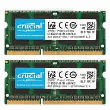 RAM CRUCIAL 8GB - 2x 4GB DDR3 1066MHz PC3-8500S 1.5V SO-DIMM