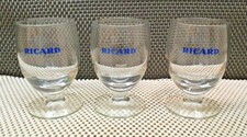 Lot de 3 Anciens Verres sur Pied Publicitaire Ricard Bleu Collection Bistrot