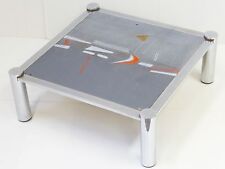 DE NISCO : GRANDE TABLE BASSE ARMATURE CHROME PLATEAU CERAMIQUE 1970 VINTAGE 70S