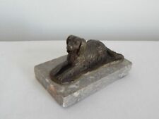 ANCIENNE SCULPTURE BRONZE Animalier Chien de Chasse SETTER Sur Socle en MARBRE