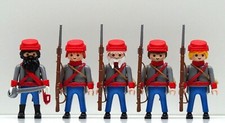 5 X Soldat Sudistes Gris Rouge