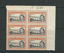 NIGER 1938 KGVI NIGER À JEBBA (SG 59 pf 13X11,5 5sh) MNH Sht Numéro Blk/6 z30