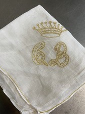 Mouchoir Couronne Comtale Ancien Linge de Maison Drap Noblesse Soie