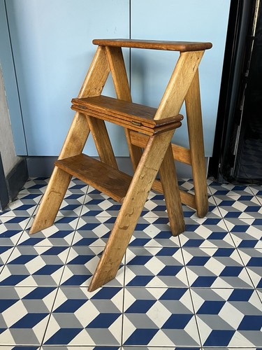 Ancien escabeau chaise - ancien, escabeau-chaise-pliant-