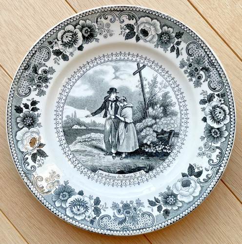 Assiette parlante faïence - , de