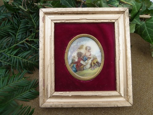 Miniature ancienne peinte - peinte, sur