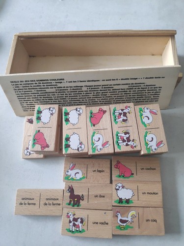 Jeu dominos bois animaux la - dominos, de