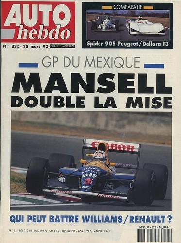 Auto hebdo 822 03 - hebdo, 25/03/1992