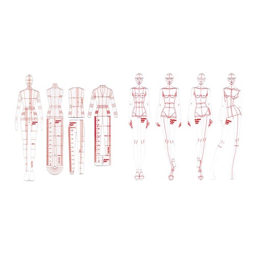 4pcs mode dessin règle femme