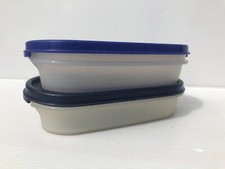⭕ Tupperware 2 jolies boites hermétiques empilables bleues TBE