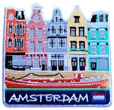 Patch Amsterdam (3") insigne à repasser Holland Netherlands Travel Souvenir E...