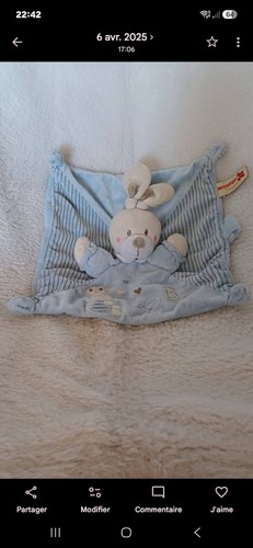 Doudou lapin bleu nicotoy - doudou,