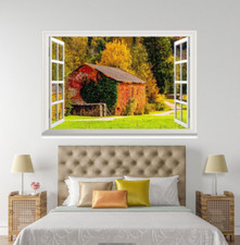 Cabane 3D prairie 68 fenêtres ouvertes WallPaper peintures murales mur impression déco Carly