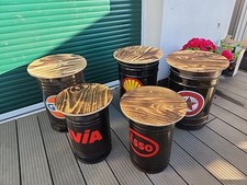 Tabouret Shell Texaco Gulf AVIA Baril Fauteuil Bidon Deco Vintage Usine