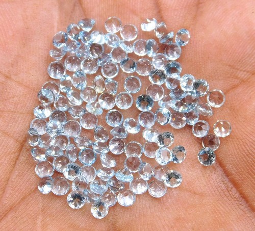 Naturel bleu topaze rond - 3,