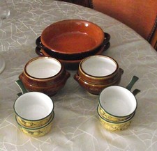 4 PETITS POÊLONS PILLIVUYT + 2 MINI SOUPIERES SOUPE A L'OIGNON +2  CASSOLLES