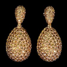 925 Argent Sterling Boucles Rond Jaune Saphir Naturel Pierre Précieuse Bijou