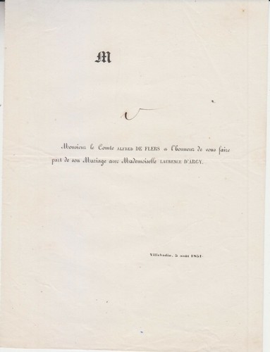 1851 faire part - faire-part, alfred