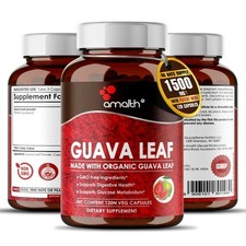 Poudre de feuille de goyave biologique Guajava 1500mg Capsules - Glycémie...