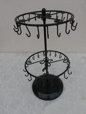 Porte Bijoux Rotatif en Métal Noir tourniquet- H 34,8 diamètre 18 cm