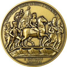 France, Médaille, Napoléon Ier, l'Empereur passe le Rhin à Mayence, Denon