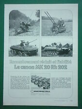 6/1976 PUB RHEINMETALL FLAK 20 MM CANON MK 20 RH 202 ORIGINAL FRENCH AD