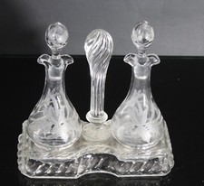 Rare Huilier art nouveau en cristal de Choisy le roi signé