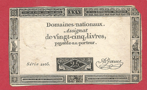 Assignat livres 6 juin - 25,
