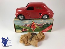 JOUET ANCIEN CIJ 5/49 RENAULT 4CV SAPEURS POMPIERS MECANIQUE 18CM VERS 1950