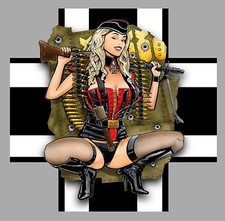 PINUP CROIX DE FER WW2 DUB COX ARMY AUTOCOLLANT/STICKER AUTO MOTO PC008