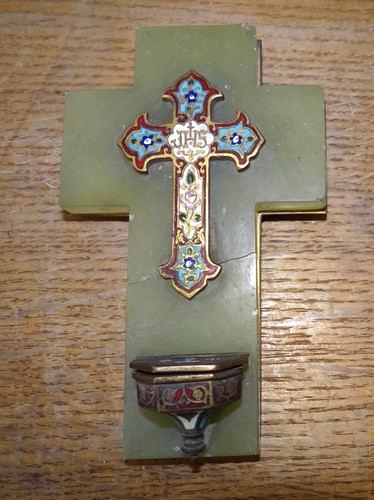 Ancien bénitier cloisonné - bénitier, en