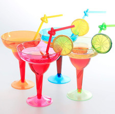 36Pcs Plastic Margarita Glasses,12Oz Neon Disposable Cocktail Cups, Colorful Mex