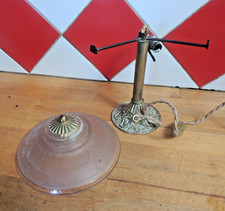 ANCIENNE LAMPE CHAMPIGNON ART DECO PIED BRONZE LAITON A RESTAURER