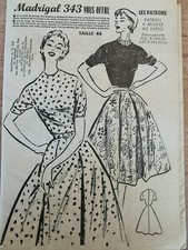 ANCIEN PATRON MADRIGAL N° 343 JUPE OU ROBE  ANNEE 1950 TAILLE 44