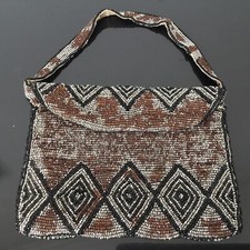 Bourse Aumônière Sac Perles de Verre et Métal 1900 FRENCH Purse Beaded Pearls