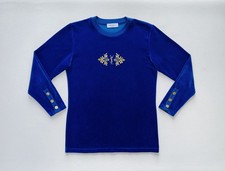 Pull en velours bleu vintage