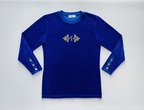Pull velours bleu vintage - pull,