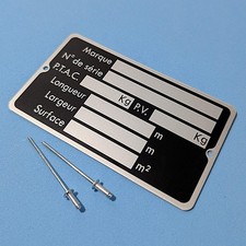 Plaque signalétique / tare aluminium 95×55 mm – vierge - rivets POP - remorque