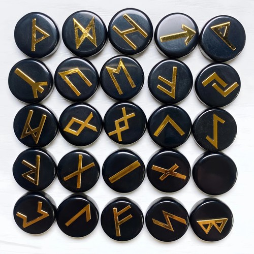 Runes divinatoires obsidienne - runes,