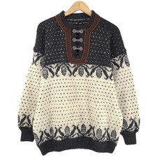 Pull Nordique Scandinave Fair Isle Vintage Chaud Tricoté Pour Hommes Taille L