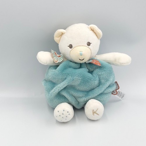 Doudou ours plume blanc vert