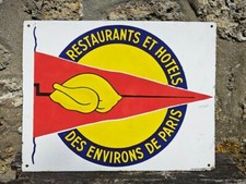 Plaque émaillée Restaurants et Hotels des environs de PARIS Enamel Sign