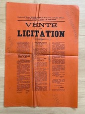 Affiche VENTE AUX ENCHERES Maison Caserne Les Sables d'Olonne Vendée 1900