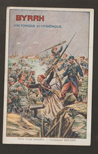 BYRRH  - CPA publicitaire  -  WW 1 - Prise d'une tranchée - signée Lalauze 1915
