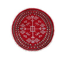 Pakistan Tapis Ronde Buchara 60x60 Fait Main Rond Rouge À Motifs