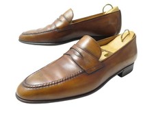 CHAUSSURES BERLUTI ANDY DEMESURE OLGA 348 MOCASSINS 8 42 CUIR GOLD LOAFERS 2100€