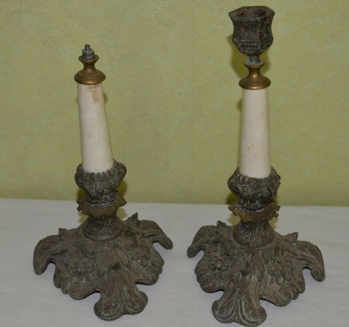 Ancienne paire bougeoirs - ancienne,