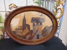 TRÉS BEAU ET ANCIEN TABLEAU MARQUETERIE ALSACE SIGNÉ 