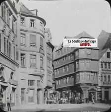 Maison de Luther, Francfort, photo ancienne plaque verre, positif 8,5x10 cm